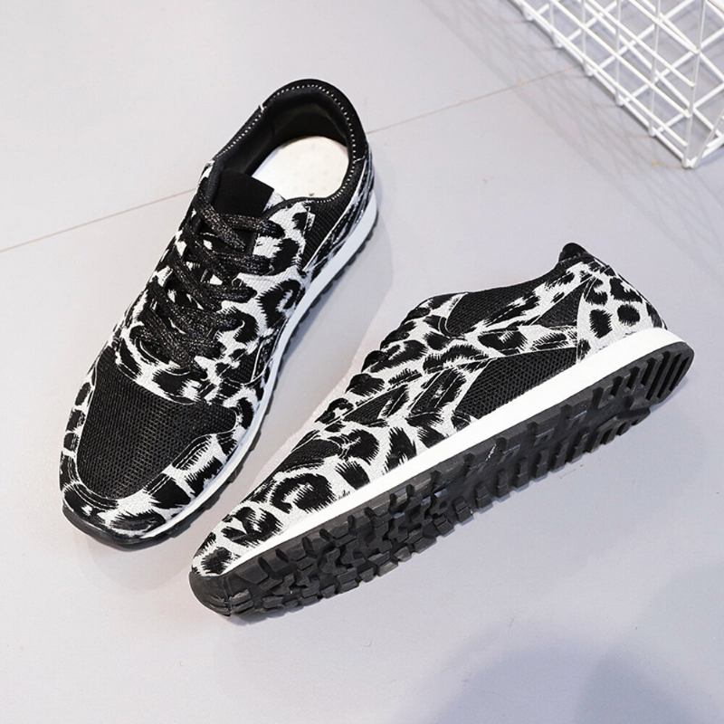 Kvinder Splejsning Mesh Behagelige Åndbare Casual Leopard Sneakers