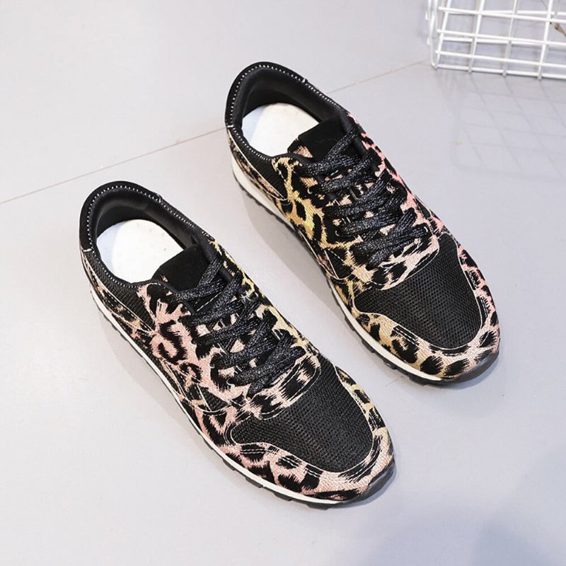 Kvinder Splejsning Mesh Behagelige Åndbare Casual Leopard Sneakers