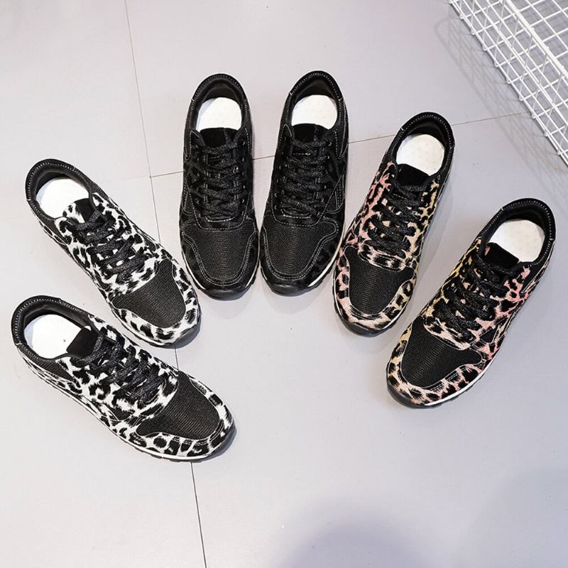 Kvinder Splejsning Mesh Behagelige Åndbare Casual Leopard Sneakers