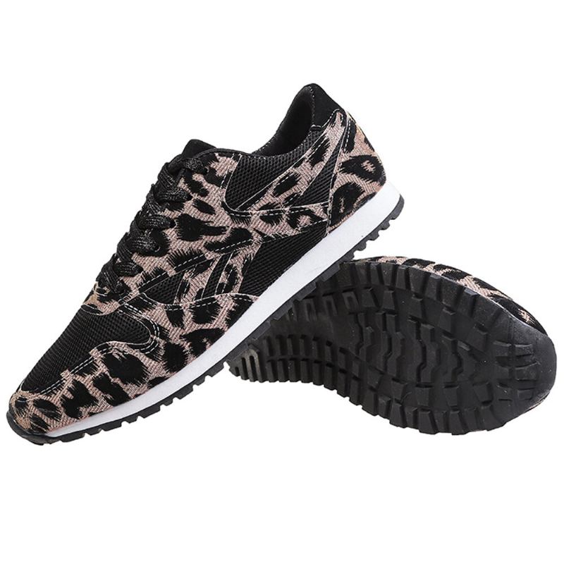 Kvinder Splejsning Mesh Behagelige Åndbare Casual Leopard Sneakers