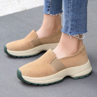 Kvinder Stor Størrelse Casual Slip On Chunky Sneakers I Imiteret Ruskind