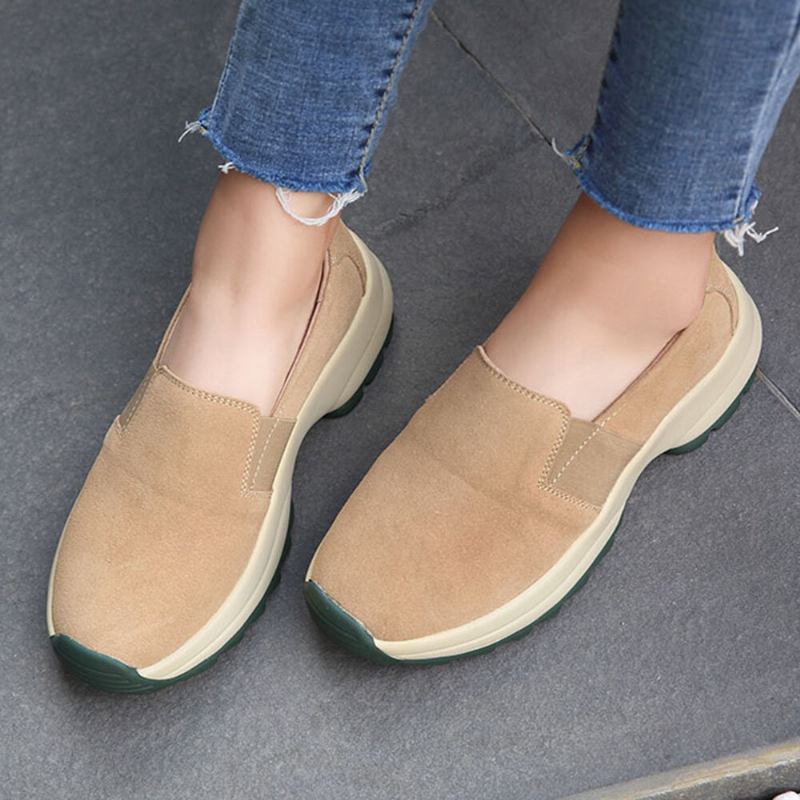 Kvinder Stor Størrelse Casual Slip On Chunky Sneakers I Imiteret Ruskind