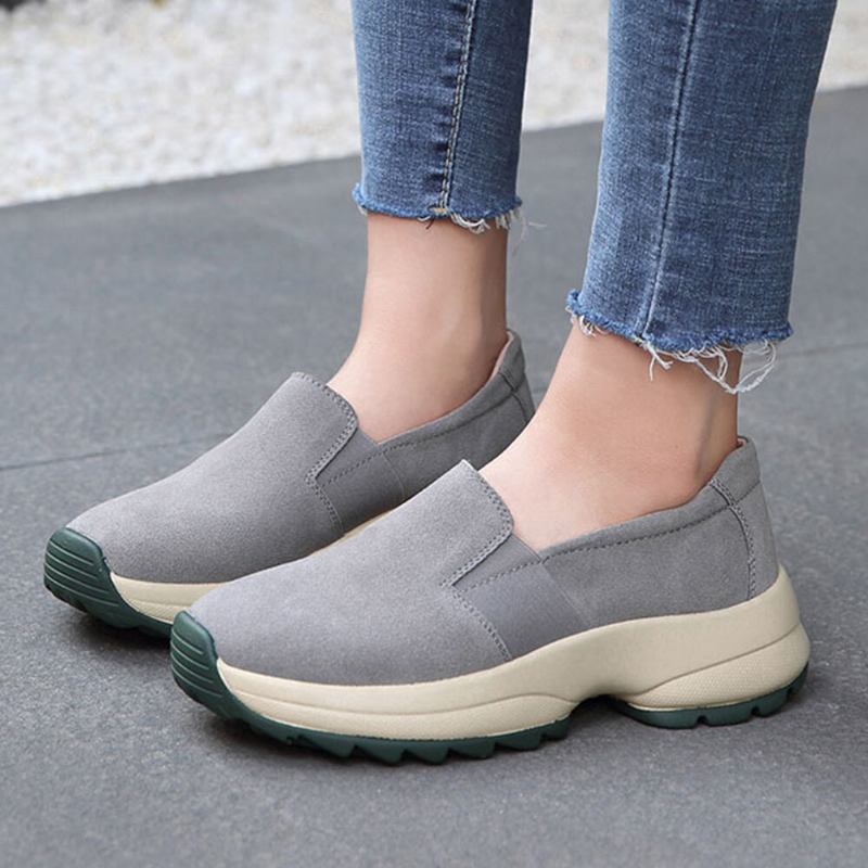 Kvinder Stor Størrelse Casual Slip On Chunky Sneakers I Imiteret Ruskind