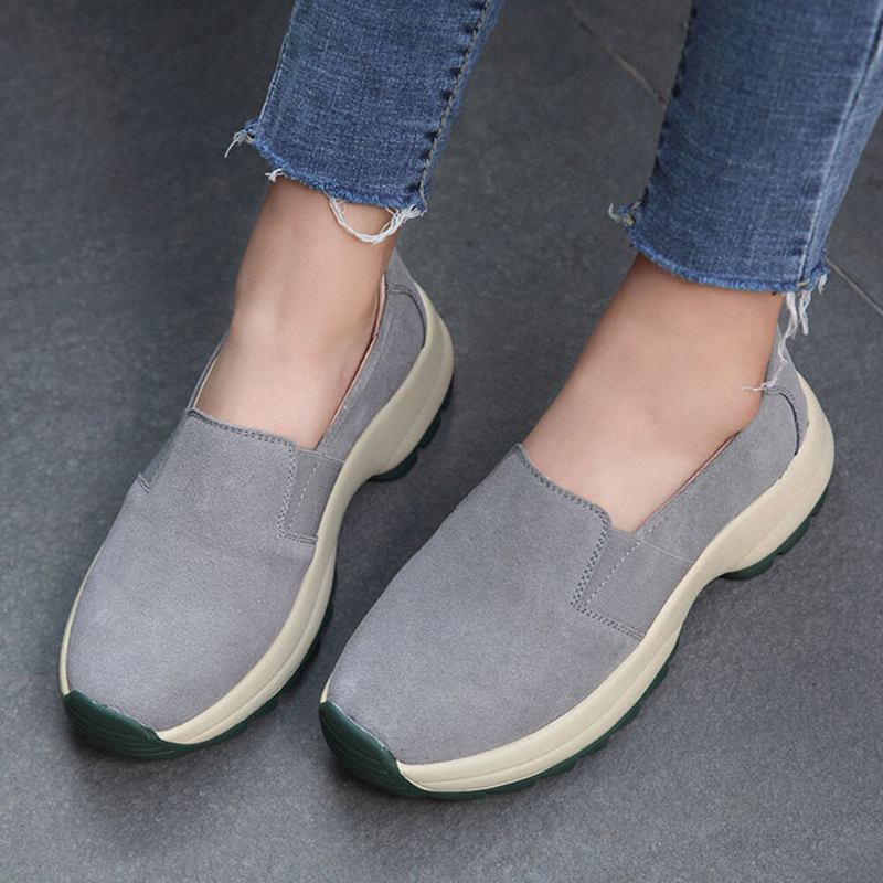 Kvinder Stor Størrelse Casual Slip On Chunky Sneakers I Imiteret Ruskind