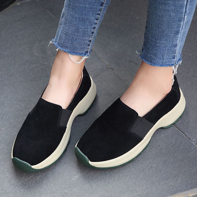 Kvinder Stor Størrelse Casual Slip On Chunky Sneakers I Imiteret Ruskind