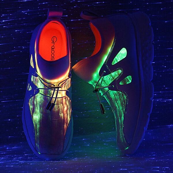 Lysesko Usb Opladning Farverige Led Walking Sneakers