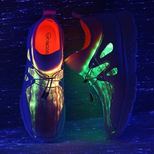 Lysesko Usb Opladning Farverige Led Walking Sneakers