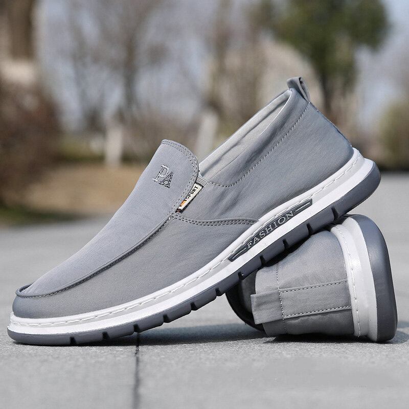 Mænd Åndbar Blød Sål Ren Farve Slip On Old Peking Casual Stofsko