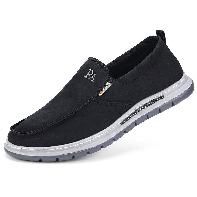 Mænd Åndbar Blød Sål Ren Farve Slip On Old Peking Casual Stofsko