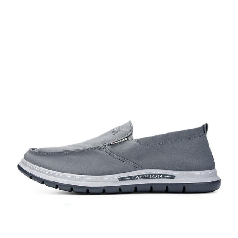 Mænd Åndbar Blød Sål Ren Farve Slip On Old Peking Casual Stofsko