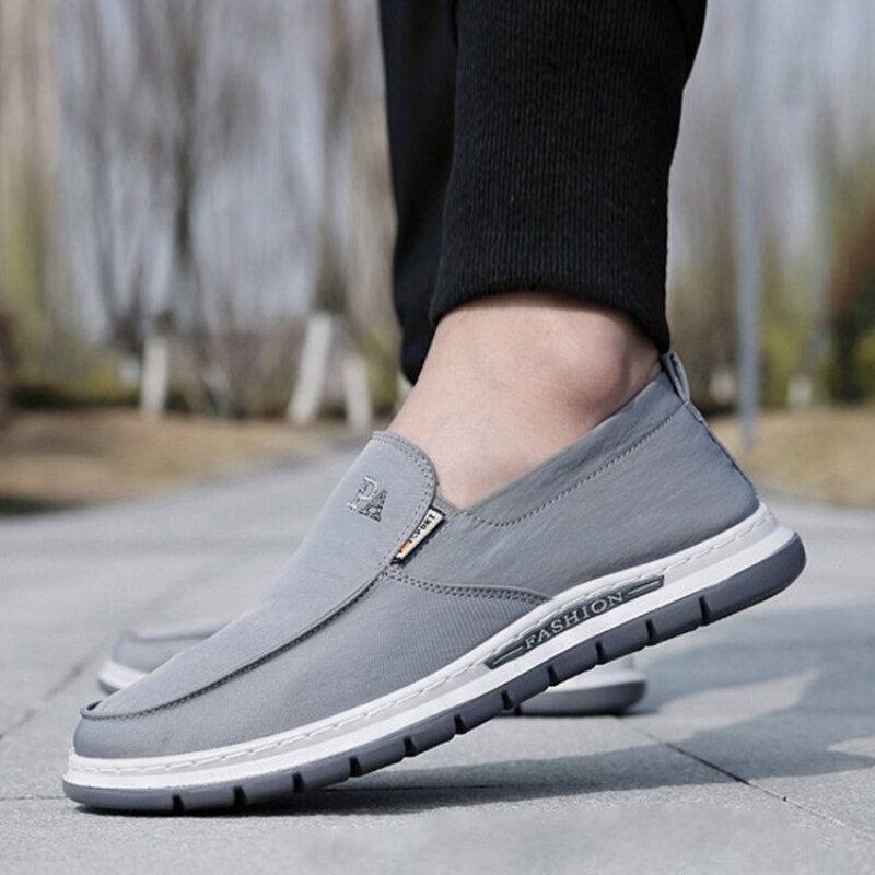 Mænd Åndbar Blød Sål Ren Farve Slip On Old Peking Casual Stofsko