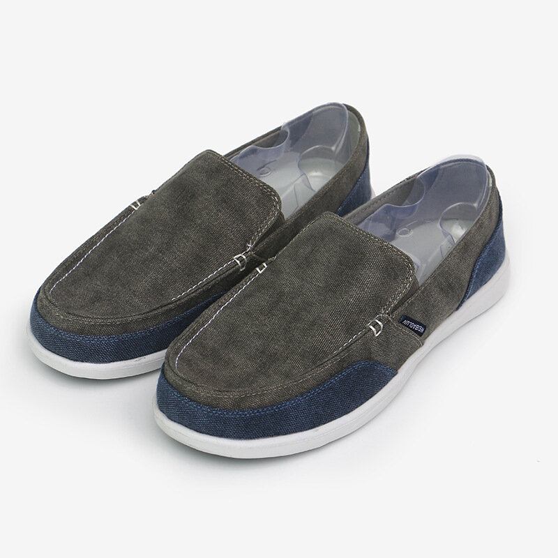 Mænd Canvas Åndbar Blød Sål Behagelig Slip-on-bremse Color Crush Casual Sko