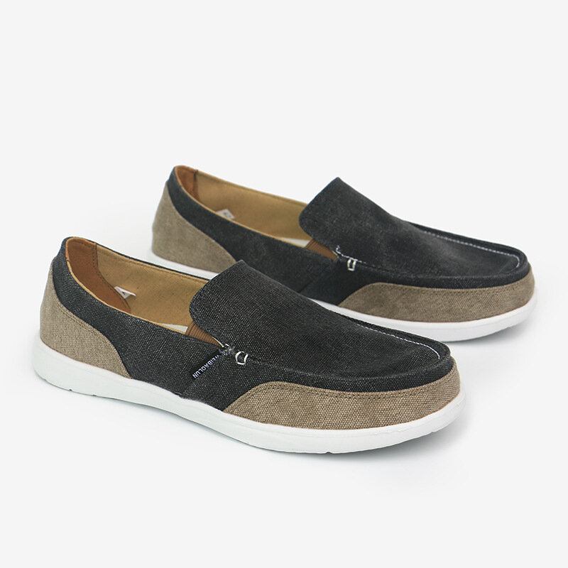 Mænd Canvas Åndbar Blød Sål Behagelig Slip-on-bremse Color Crush Casual Sko