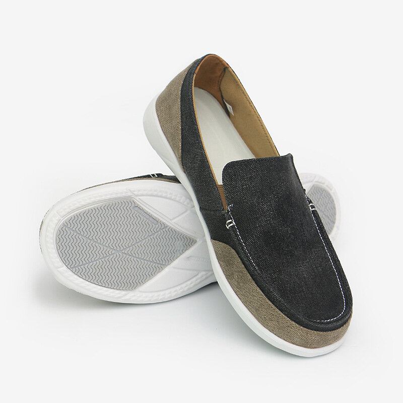 Mænd Canvas Åndbar Blød Sål Behagelig Slip-on-bremse Color Crush Casual Sko