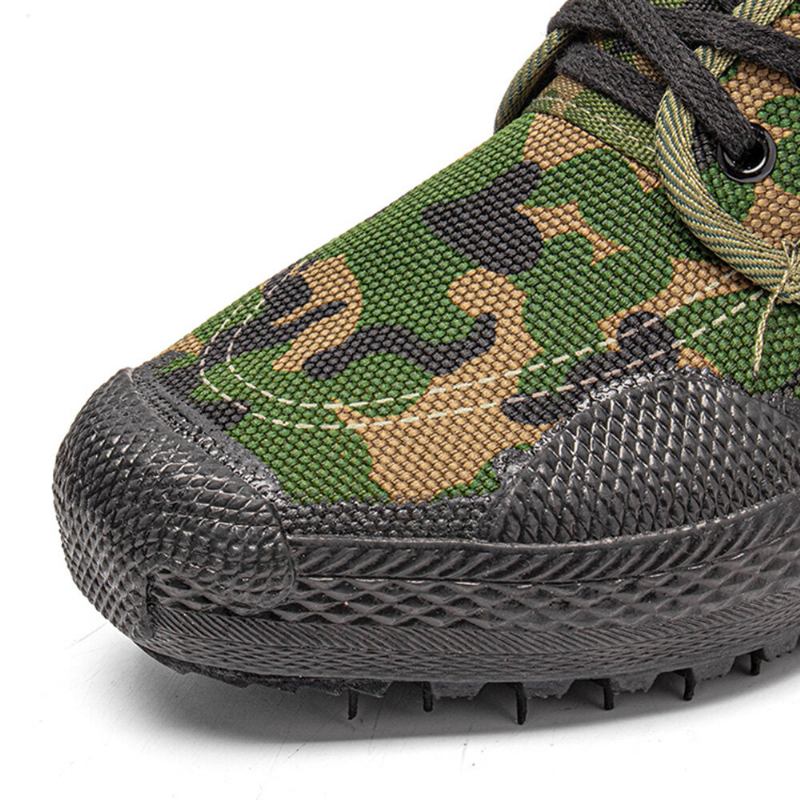 Mænd Canvas Camouflage Mønster Slidfast Åndbar Gummi Vulkaniseret High-top Liberation Sko Militær Træningssko Sneakers Sportssko