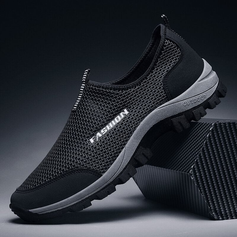 Mænd Mesh Åndbar Blød Sål Skridsikker Behagelig Slip On Outdoor Casual Walking Sko