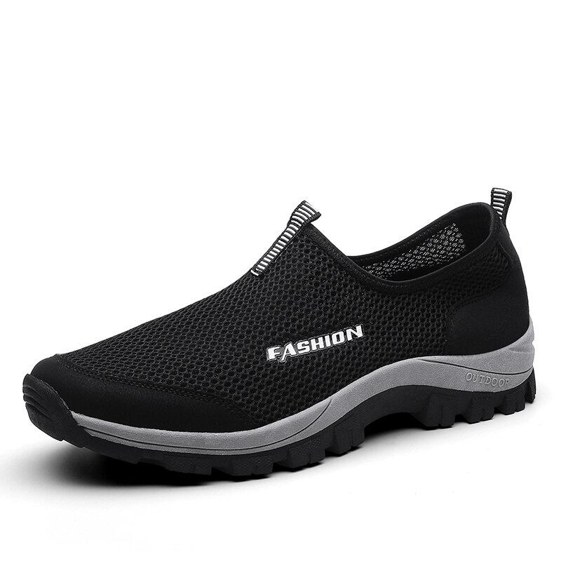 Mænd Mesh Åndbar Blød Sål Skridsikker Behagelig Slip On Outdoor Casual Walking Sko