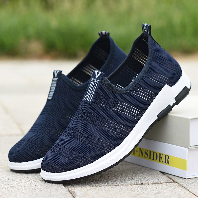 Mænd Udhulet Åndbart Stof Blødt Bund Slip On Comfy Sports Casual Vandresko