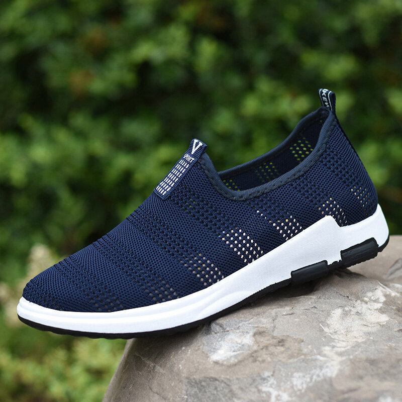 Mænd Udhulet Åndbart Stof Blødt Bund Slip On Comfy Sports Casual Vandresko