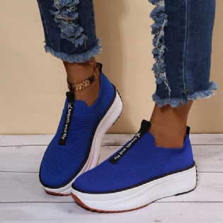 Plus Size Damer Casual Elastiske Slip-on Behagelige Åndbare Platformssneakers