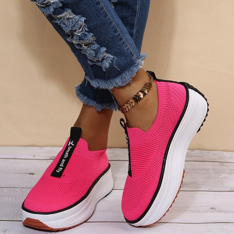 Plus Size Damer Casual Elastiske Slip-on Behagelige Åndbare Platformssneakers