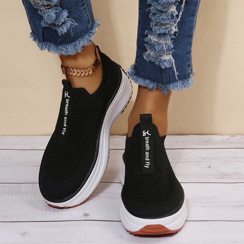 Plus Size Damer Casual Elastiske Slip-on Behagelige Åndbare Platformssneakers