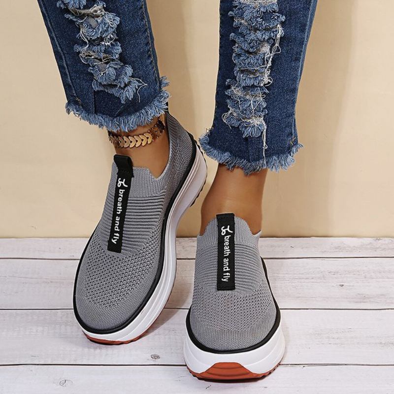 Plus Size Damer Casual Elastiske Slip-on Behagelige Åndbare Platformssneakers