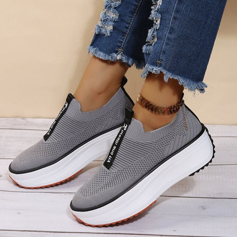 Plus Size Damer Casual Elastiske Slip-on Behagelige Åndbare Platformssneakers