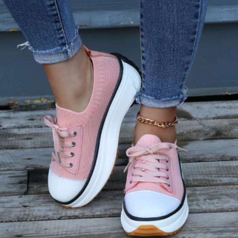 Plus Size Damer Casual Snørebånd Åndbare Behagelige Chunky Sneakers