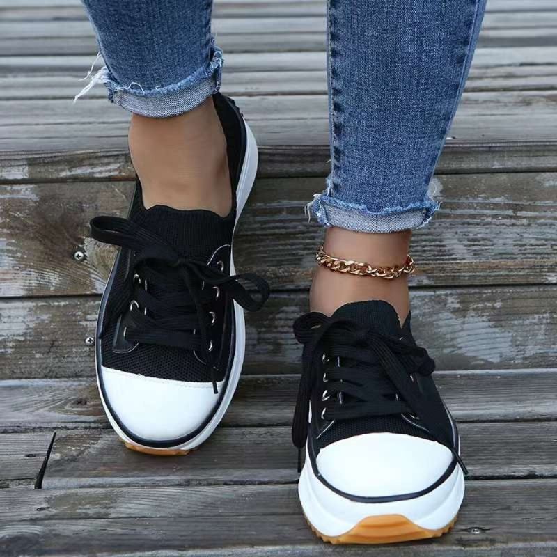 Plus Size Damer Casual Snørebånd Åndbare Behagelige Chunky Sneakers