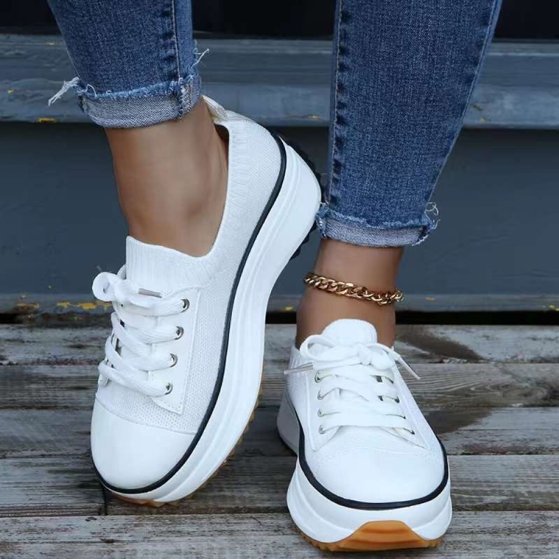 Plus Size Damer Casual Snørebånd Åndbare Behagelige Chunky Sneakers