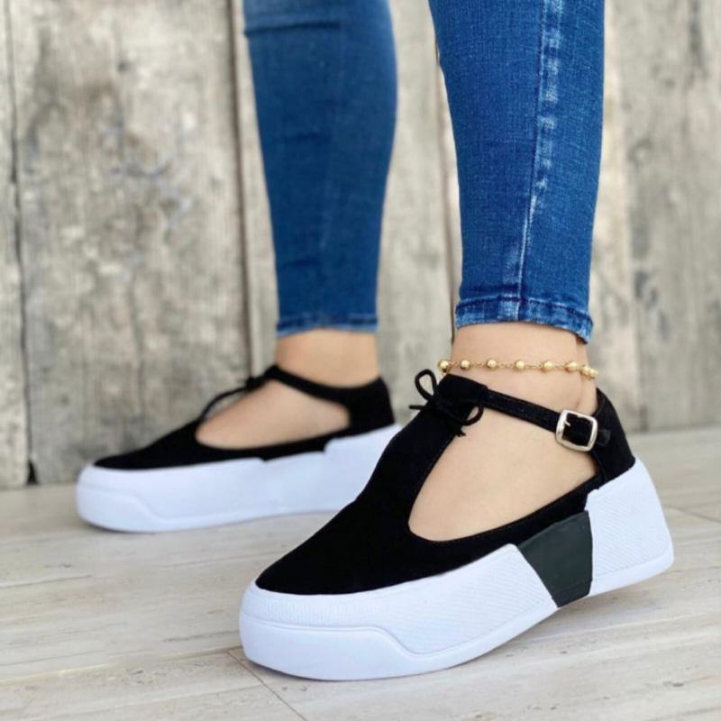 Stor Størrelse Kvinder Casual Fashion Hasp Comfy Platform Sneakers