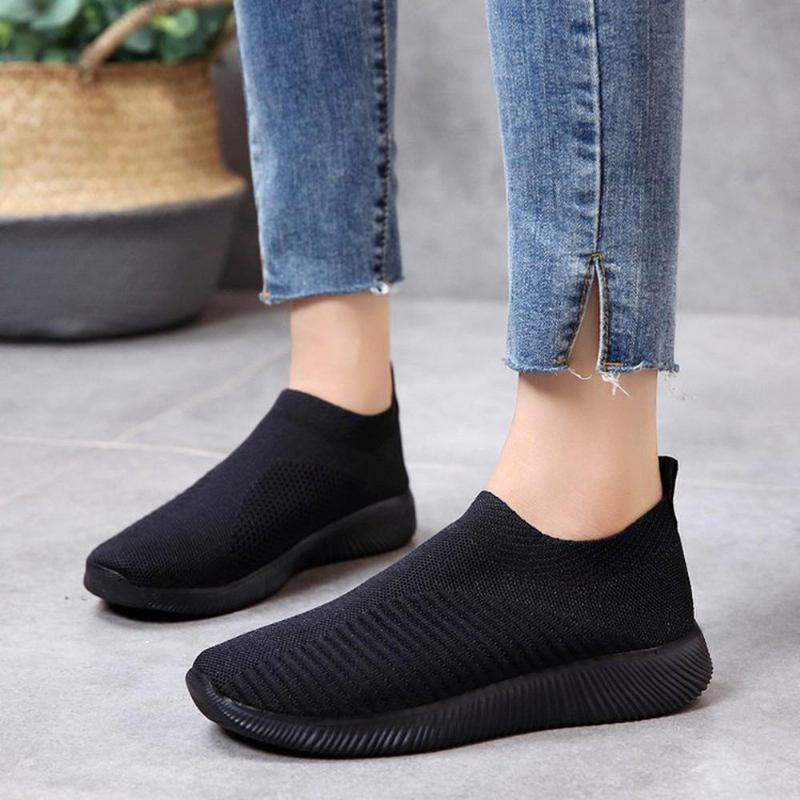 Stor Størrelse Kvinder Mesh Outdoor Slip On Sneakers