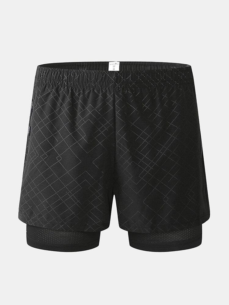 Herresport Qucik Tørring Cykel Åndbar Elastisk Talje Lynlås Casual Shorts