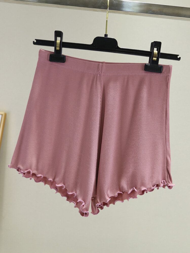 Kvinder Casual Ensfarvede Elastiske Talje Løse Shorts