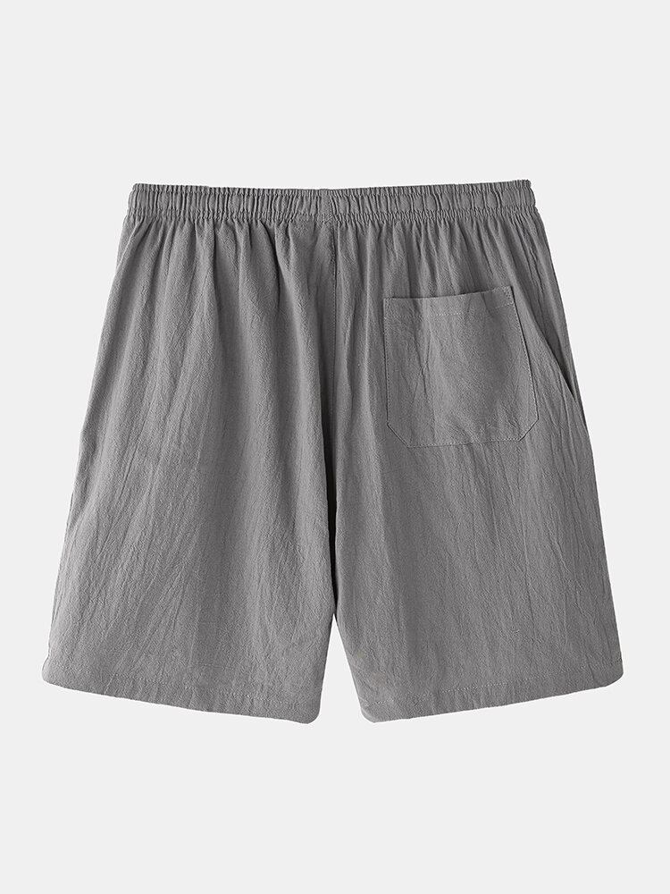 Mænd Bomuld Ensfarvet Little Tag Snøre Casual Shorts Med Lomme