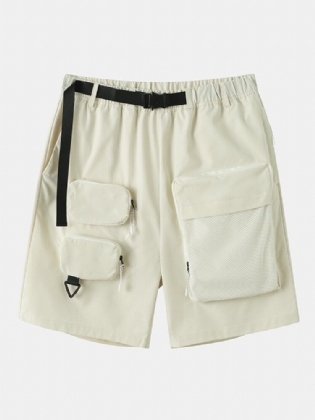 Mænd Multi Pocket Zip Designet Utility Belted Cargo Shorts