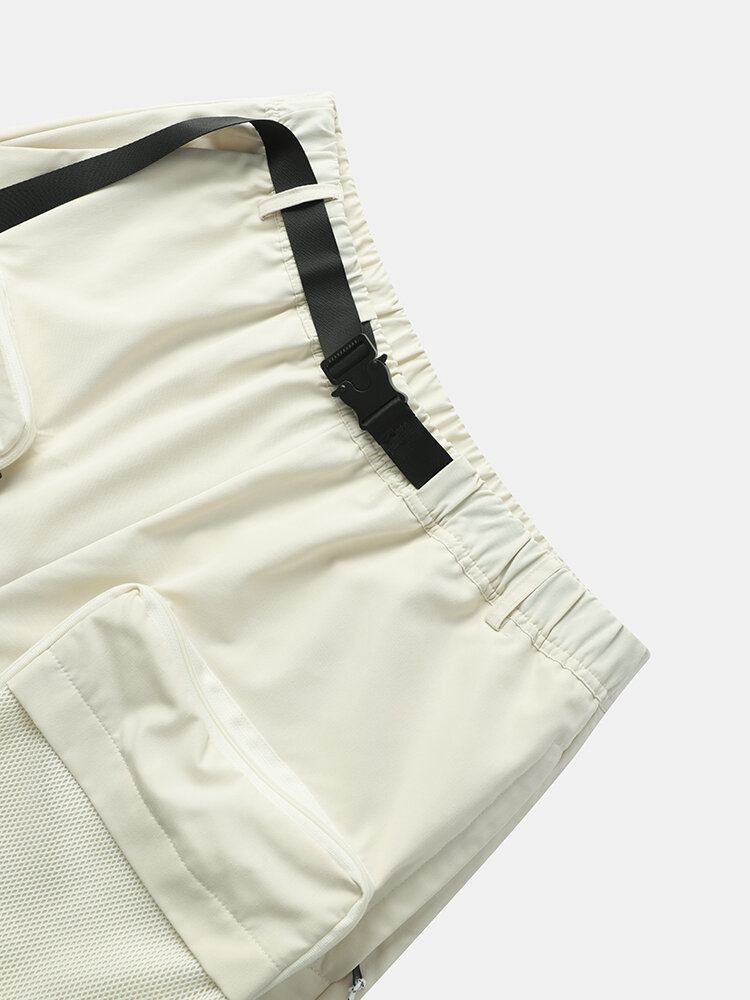 Mænd Multi Pocket Zip Designet Utility Belted Cargo Shorts