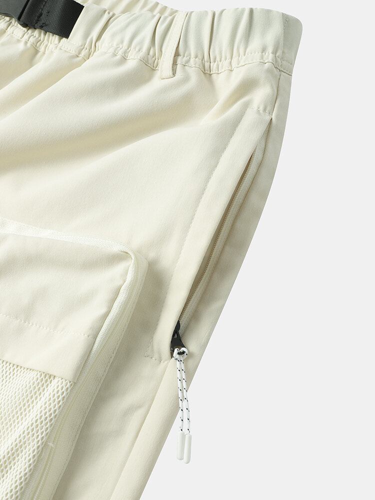 Mænd Multi Pocket Zip Designet Utility Belted Cargo Shorts