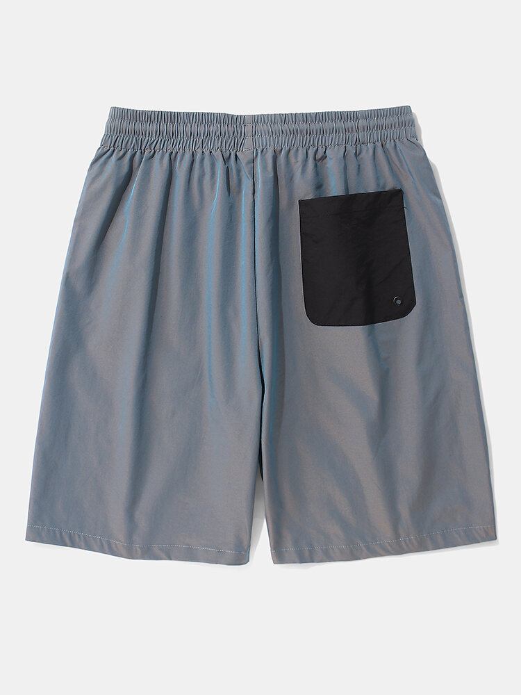 Mænds Afslappede Elastiske Talje Farve Bloklommer Cargo Shorts