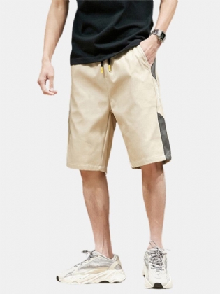 Mænds Bomuldsside Brevtryk Kontrastfarve Casual Shorts Med Lomme