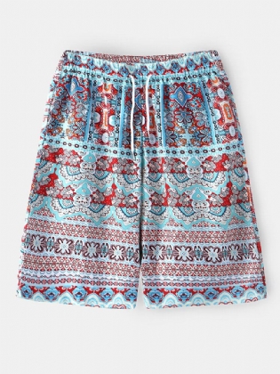 Mænds Etnisk Stil Print Med Snoretræk Holiday Casual Shorts Med Lomme
