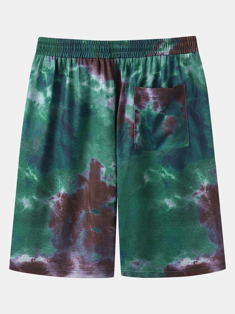 Mænds Tie Dye Butterfly Print Elastiske Talje Shorts