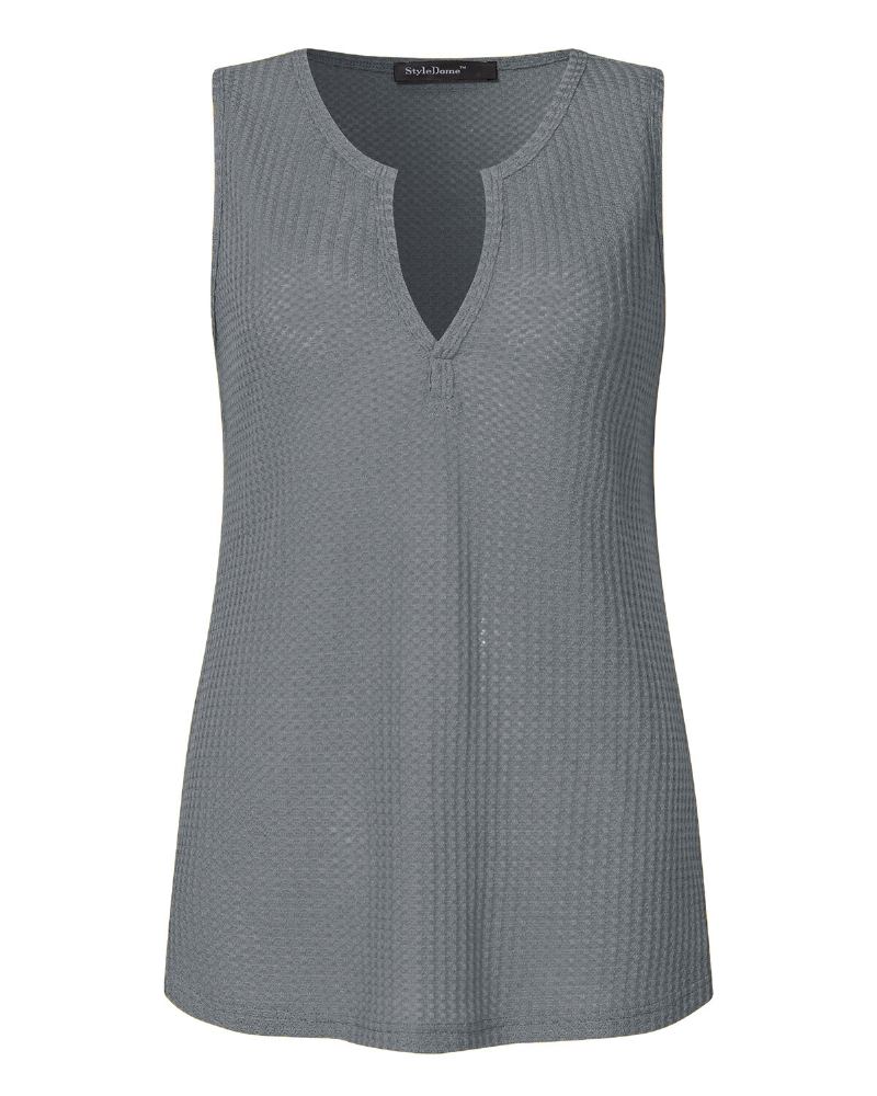 Ærmeløs V-hals Cami Solid Colour Strik Daily Casual Tank Tops