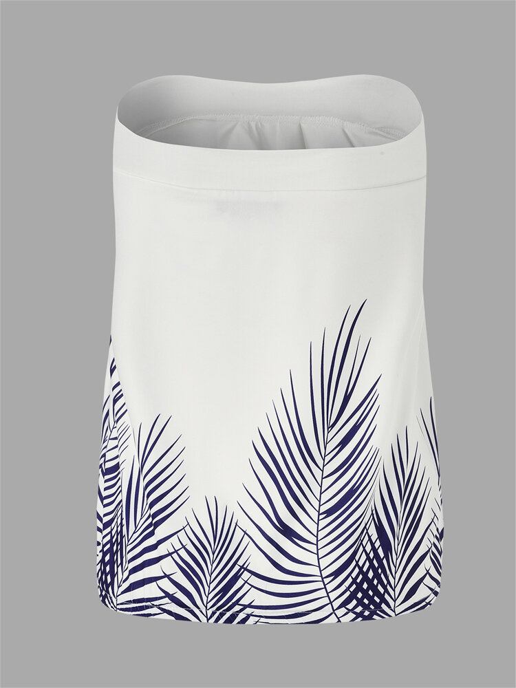 Kvinder Summer Leaf Print Stropløs Ærmeløs Tube Tank Top