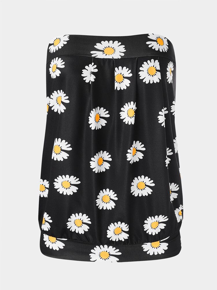 Small Daisies Print Stropløs Ærmeløs Holiday Beach Tube Tank Top