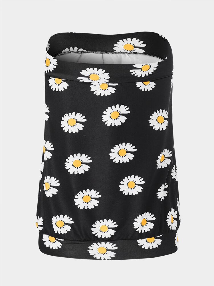 Small Daisies Print Stropløs Ærmeløs Holiday Beach Tube Tank Top