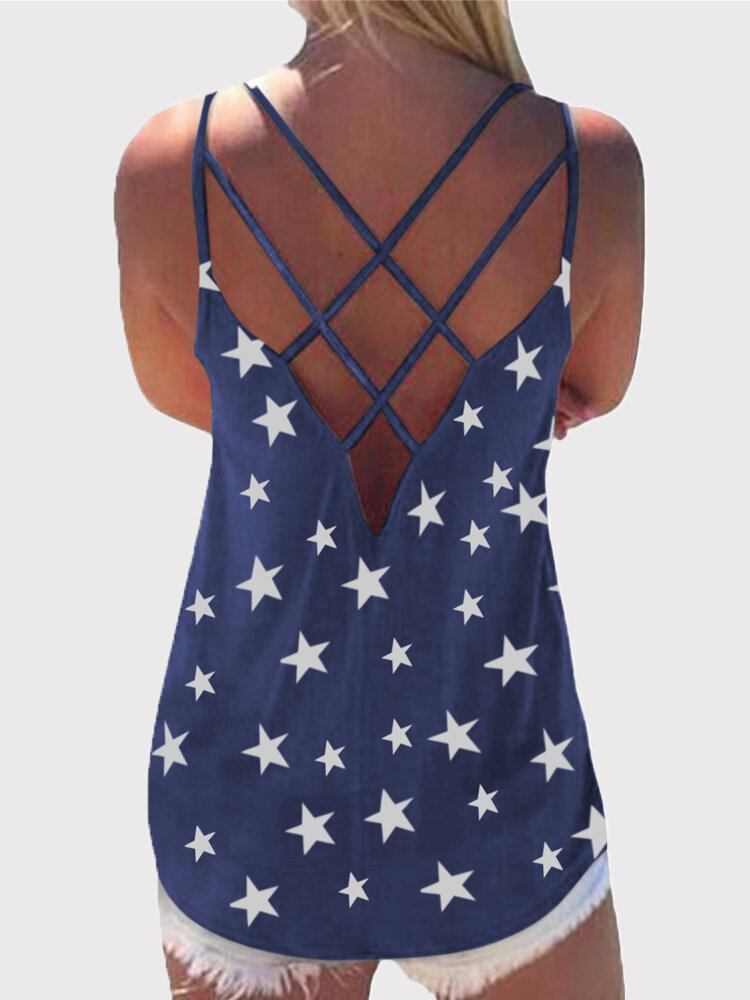 Stjernetryk Back Cross Sleeveless Sling Casual Wild Tank Top