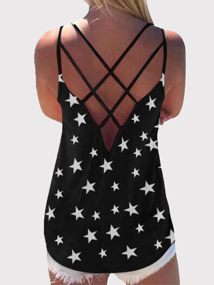 Stjernetryk Back Cross Sleeveless Sling Casual Wild Tank Top