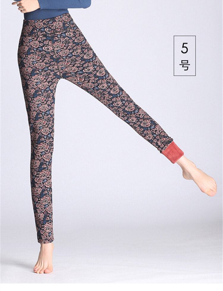 Blomsterprintede Slim Stretch Thicken Leggings